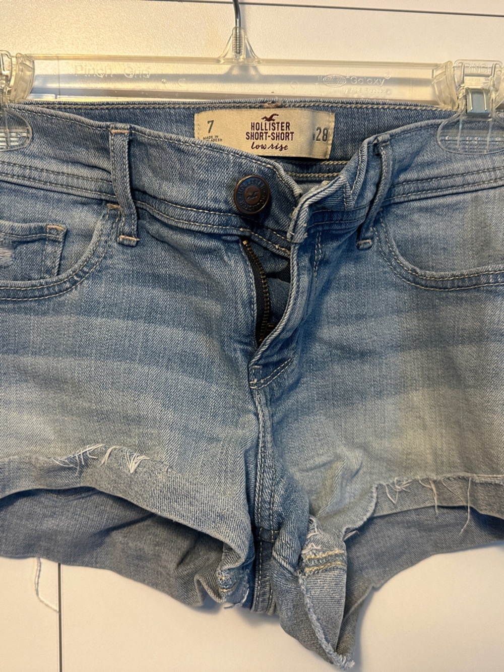 Hollister Light Blue Distressed Denim Short-Shorts